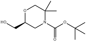 4-Morpholinecarboxylic acid, 2-(hydroxymethyl)-5,5-dimethyl-, 1,1-dimethylethyl ester, (2S)- 구조식 이미지