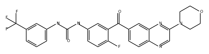 Urea, N-[4-fluoro-3-[[3-(4-morpholinyl)-6-quinoxalinyl]carbonyl]phenyl]-N'-[3-(trifluoromethyl)phenyl]- Structure