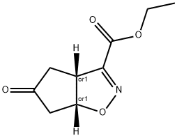 4H-Cyclopent[d]isoxazole-3-carboxylic acid, 3a,5,6,6a-tetrahydro-5-oxo-, ethyl ester, (3aR,6aR)-rel- Structure