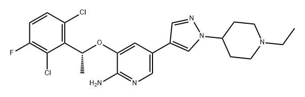 2-Pyridinamine, 3-[(1R)-1-(2,6-dichloro-3-fluorophenyl)ethoxy]-5-[1-(1-ethyl-4-piperidinyl)-1H-pyrazol-4-yl]- 구조식 이미지