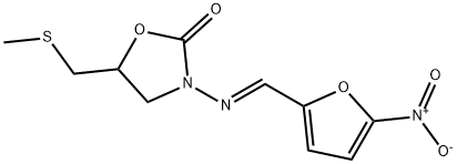 2-Oxazolidinone, 5-[(methylthio)methyl]-3-[(E)-[(5-nitro-2-furanyl)methylene]amino]- Structure