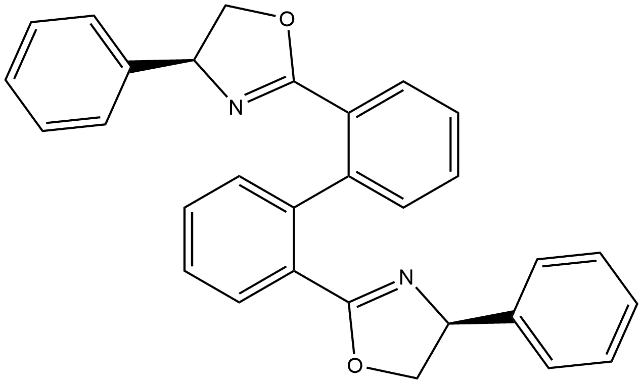 Oxazole, 2,2'-(1S)-[1,1'-biphenyl]-2,2'-diylbis[4,5-dihydro-4-phenyl-, (4S,4'S)- Structure