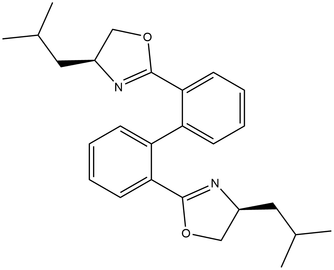 (4S,4′S)-2,2′-(1S)-[1,1′-Biphenyl]-2,2′-diylbis[4,5-dihydro-4-(2-methylpropyl)oxazole] Structure