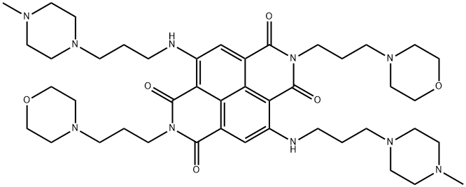 Benzo[lmn][3,8]phenanthroline-1,3,6,8(2H,7H)-tetrone, 4,9-bis[[3-(4-methyl-1-piperazinyl)propyl]amino]-2,7-bis[3-(4-morpholinyl)propyl]- Structure