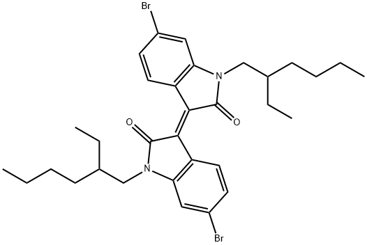 (E)-6,6'-dibromo-1,1'-bis(2-ethylhexyl)-[3,3'-biindolinylidene]-2,2'-dione Structure