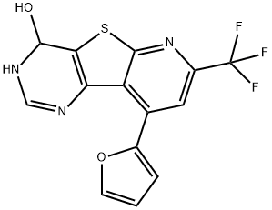 Pyrido[3',2':4,5]thieno[3,2-d]pyrimidin-4-ol, 9-(2-furanyl)-3,4-dihydro-7-(trifluoromethyl)- Structure