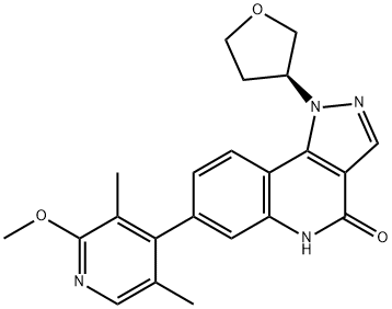 4H-Pyrazolo[4,3-c]quinolin-4-one, 1,5-dihydro-7-(2-methoxy-3,5-dimethyl-4-pyridinyl)-1-[(3S)-tetrahydro-3-furanyl]- 구조식 이미지