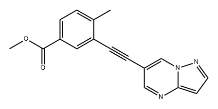 Benzoic acid, 4-methyl-3-(2-pyrazolo[1,5-a]pyrimidin-6-ylethynyl)-, methyl ester 구조식 이미지