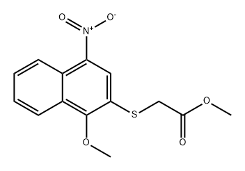 Acetic acid, 2-[(1-methoxy-4-nitro-2-naphthalenyl)thio]-, methyl ester Structure