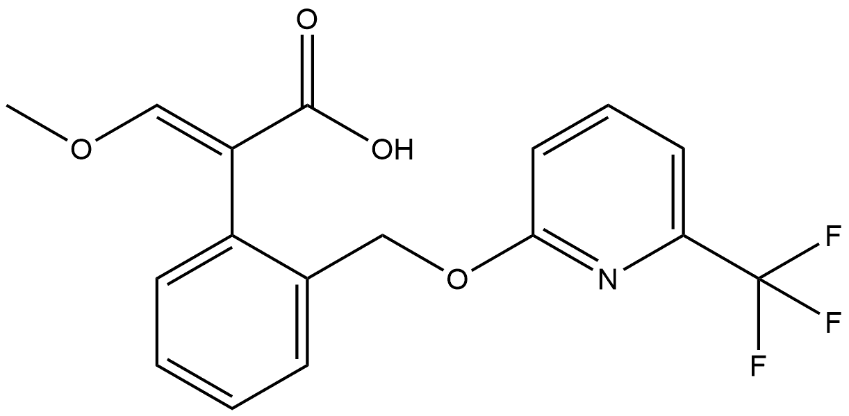 Benzeneacetic acid, α-(methoxymethylene)-2-[[[6-(trifluoromethyl)-2-pyridinyl]oxy]methyl]-, (αE)- Structure