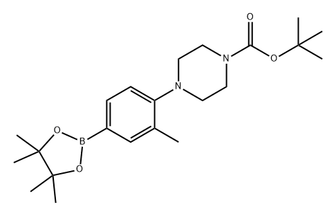 1-Piperazinecarboxylic acid, 4-[2-methyl-4-(4,4,5,5-tetramethyl-1,3,2-dioxaborolan-2-yl)phenyl]-, 1,1-dimethylethyl ester Structure