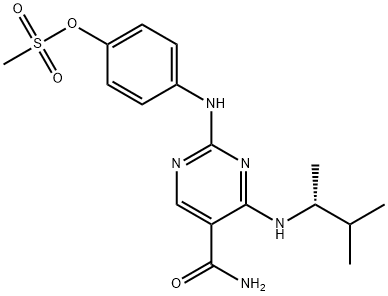 5-Pyrimidinecarboxamide, 4-[[(1R)-1,2-dimethylpropyl]amino]-2-[[4-[(methylsulfonyl)oxy]phenyl]amino]- Structure