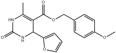 5-Pyrimidinecarboxylic acid, 4-(2-furanyl)-1,2,3,4-tetrahydro-6-methyl-2-oxo-, (4-methoxyphenyl)methyl ester Structure