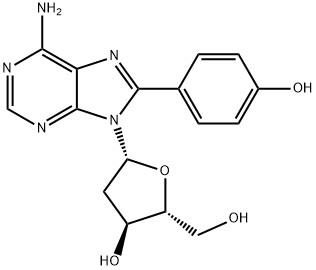 (2R,3S,5R)-5-(6-Amino-8-(4-hydroxyphenyl)-9H-purin-9-yl)-2-(hydroxymethyl)tetrahydrofuran-3-ol Structure