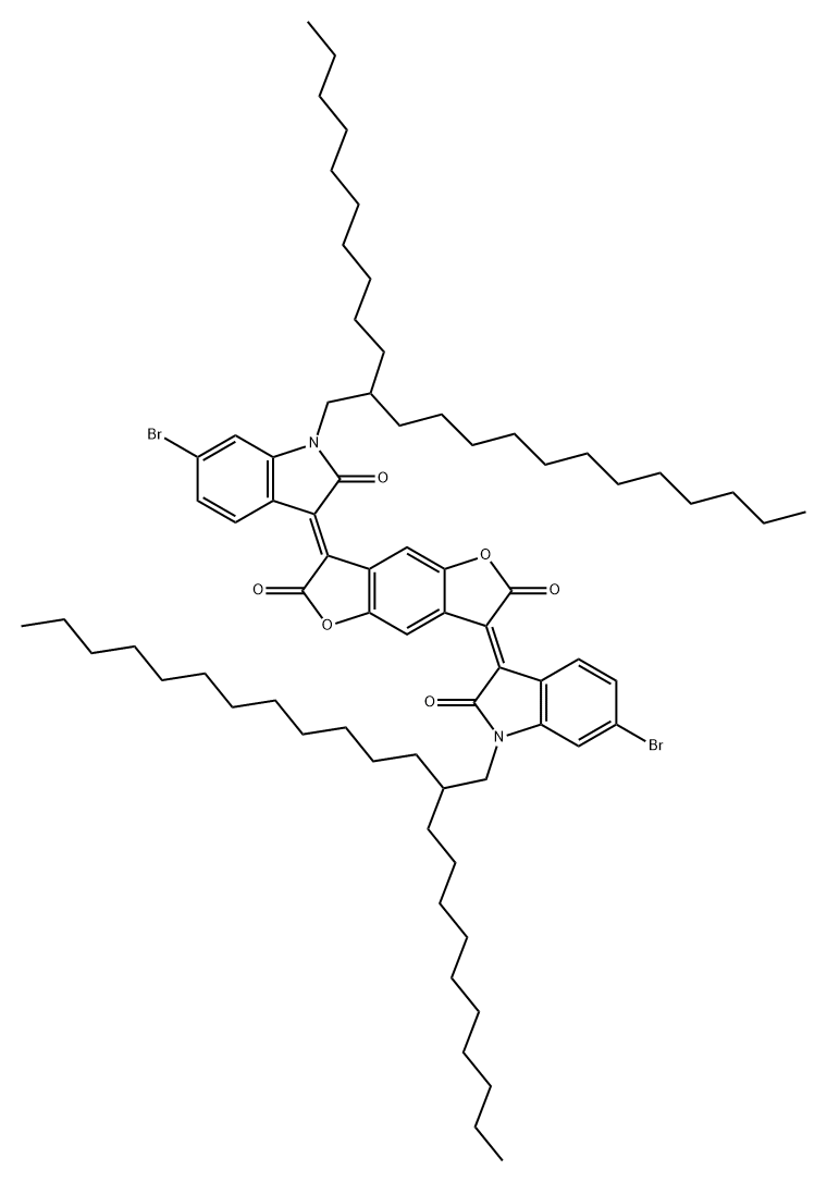 Benzo[1,2-b:4,5-b']difuran-2,6-dione, 3,7-bis[6-bromo-1-(2-decyltetradecyl)-1,2-dihydro-2-oxo-3H-indol-3-ylidene]-3,7-dihydro-, (3E,7E)- Structure