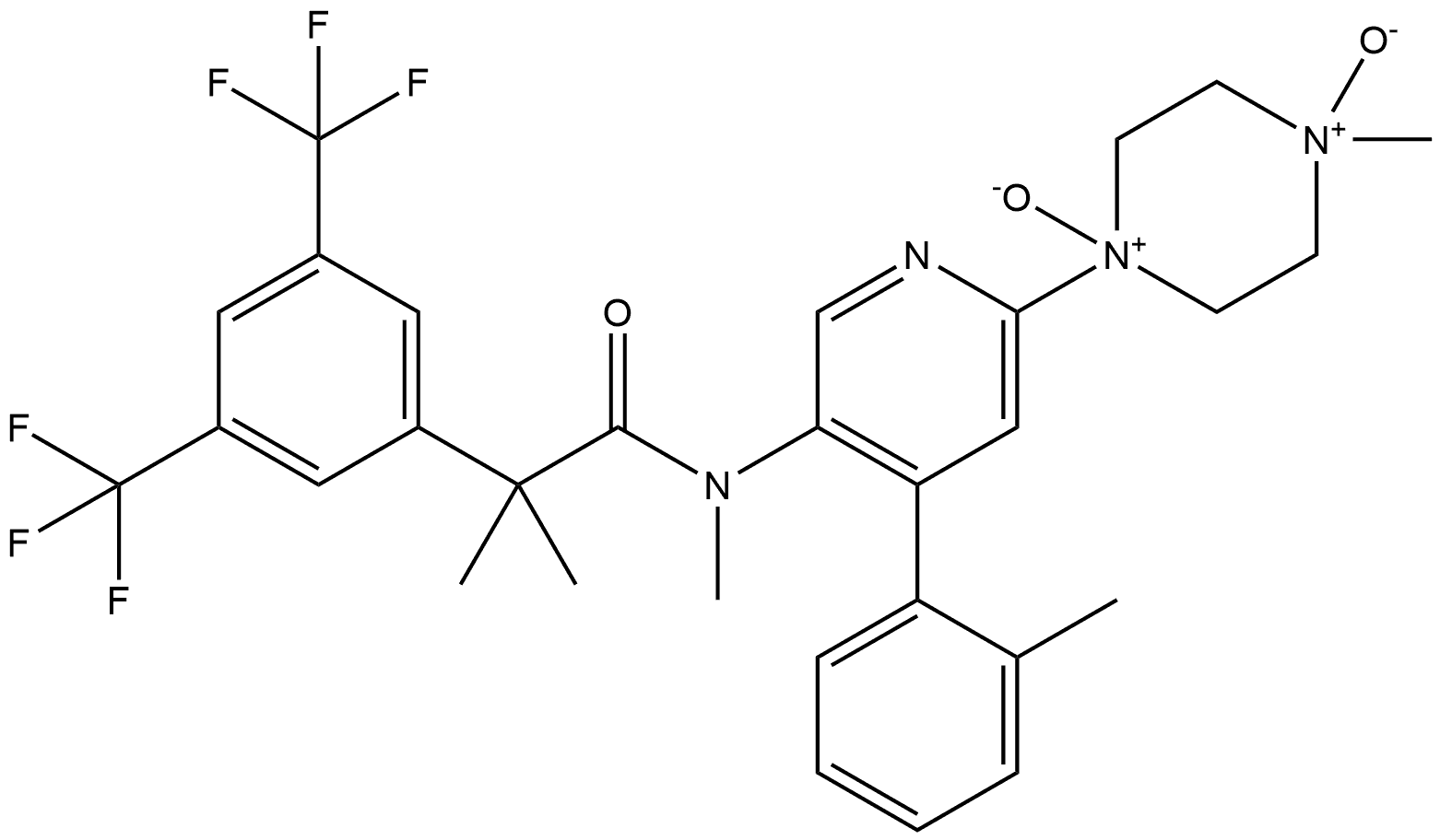 Benzeneacetamide, N,α,α-trimethyl-N-[6-(4-methyl-1,4-dioxido-1-piperazinyl)-4-(2-methylphenyl)-3-pyridinyl]-3,5-bis(trifluoromethyl)- Structure