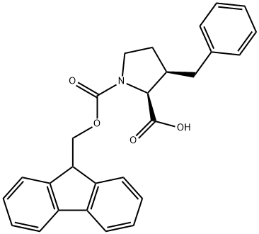 1,2-Pyrrolidinedicarboxylic acid, 3-(phenylmethyl)-, 1-(9H-fluoren-9-ylmethyl) ester, (2S,3R)- Structure