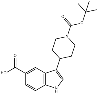 1H-Indole-5-carboxylic acid, 3-[1-[(1,1-dimethylethoxy)carbonyl]-4-piperidinyl]- Structure