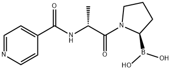 Boronic acid, B-[(2R)-1-[(2R)-1-oxo-2-[(4-pyridinylcarbonyl)amino]propyl]-2-pyrrolidinyl]- Structure