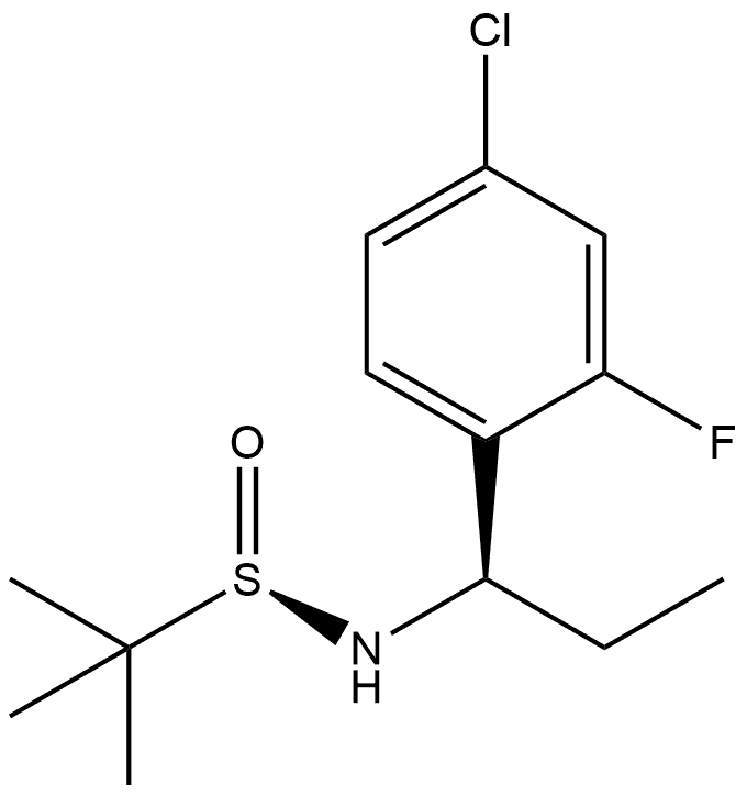 2-Propanesulfinamide, N-[(1R)-1-(4-chloro-2-fluorophenyl)propyl]-2-methyl-, [S(R)]- 구조식 이미지