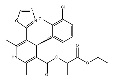 3-Pyridinecarboxylic acid, 4-(2,3-dichlorophenyl)-1,4-dihydro-2,6-dimethyl-5-(1,3,4-oxadiazol-2-yl)-, 2-ethoxy-1-methyl-2-oxoethyl ester, [R-(R*,S*)]- (9CI) 구조식 이미지