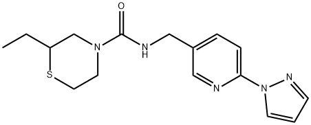 2-ethyl-N-{[6-(1H-pyrazol-1-yl)pyridin-3-yl]methyl}thiomorpholine-4-carboxamide Structure