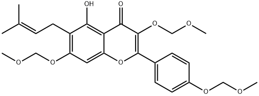 4H-1-Benzopyran-4-one, 5-hydroxy-3,7-bis(methoxymethoxy)-2-[4-(methoxymethoxy)phenyl]-6-(3-methyl-2-buten-1-yl)- Structure