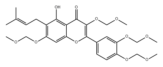 4H-1-Benzopyran-4-one, 2-[3,4-bis(methoxymethoxy)phenyl]-5-hydroxy-3,7-bis(methoxymethoxy)-6-(3-methyl-2-buten-1-yl)- 구조식 이미지