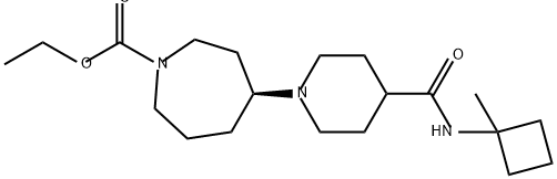 1H-Azepine-1-carboxylic acid, hexahydro-4-[4-[[(1-methylcyclobutyl)amino]carbonyl]-1-piperidinyl]-, ethyl ester, (4S)- 구조식 이미지