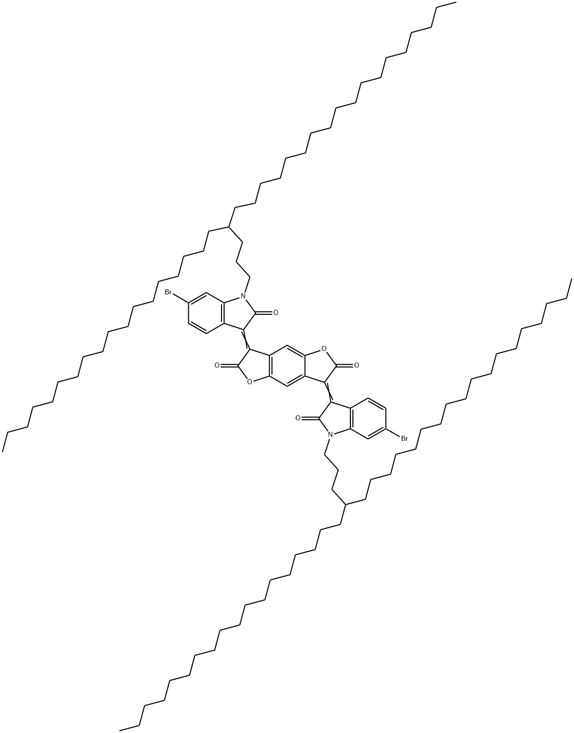Benzo[1,2-b:4,5-b']difuran-2,6-dione, 3,7-bis[6-bromo-1,2-dihydro-1-(4-octadecyldocosyl)-2-oxo-3H-indol-3-ylidene]-3,7-dihydro- Structure