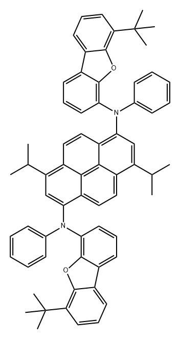 1,6-Pyrenediamine, N1,N6-bis[6-(1,1-dimethylethyl)-4-dibenzofuranyl]-3,8-bis(1-methylethyl)-N1,N6-diphenyl- 구조식 이미지