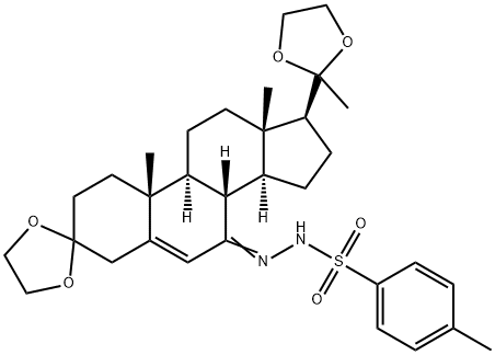 Benzenesulfonic acid, 4-methyl-, 2-[3,3:20,20-bis[1,2-ethanediylbis(oxy)]pregn-5-en-7-ylidene]hydrazide Structure