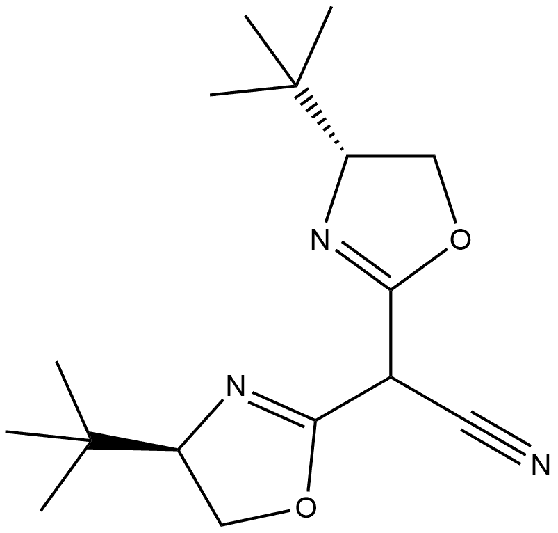 2-Oxazoleacetonitrile, 4-(1,1-dimethylethyl)-α-[(4R)-4-(1,1-dimethylethyl)-4,5-dihydro-2-oxazolyl]-4,5-dihydro-, (4R)- 구조식 이미지