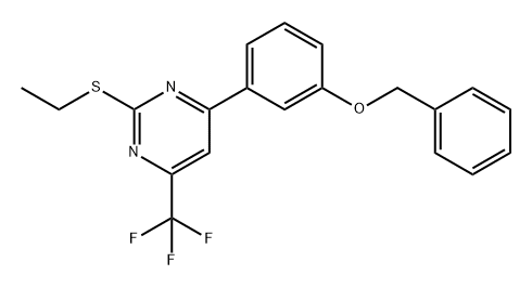 Pyrimidine, 2-(ethylthio)-4-[3-(phenylmethoxy)phenyl]-6-(trifluoromethyl)- Structure