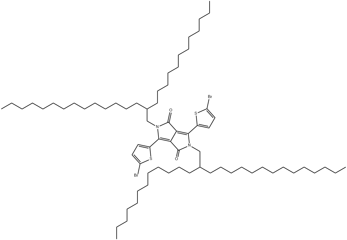 Pyrrolo[3,4-c]pyrrole-1,4-dione, 3,6-bis(5-bromo-2-thienyl)-2,5-bis(2-dodecylhexadecyl)-2,5-dihydro- Structure