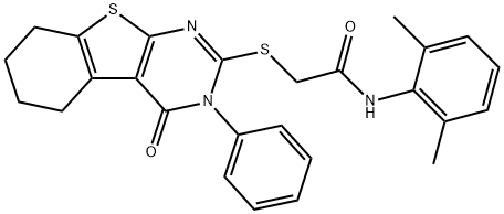 Acetamide, N-(2,6-dimethylphenyl)-2-[(3,4,5,6,7,8-hexahydro-4-oxo-3-phenyl[1]benzothieno[2,3-d]pyrimidin-2-yl)thio]- 구조식 이미지