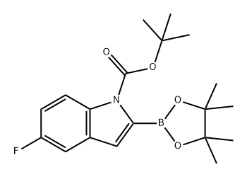 1H-Indole-1-carboxylic acid, 5-fluoro-2-(4,4,5,5-tetramethyl-1,3,2-dioxaborolan-2-yl)-, 1,1-dimethylethyl ester Structure