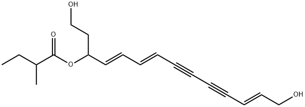 Butanoic acid, 2-methyl-, 12-hydroxy-1-(2-hydroxyethyl)-2,4,10-dodecatriene-6,8-diynyl ester, (E,E,E)- (9CI) Structure