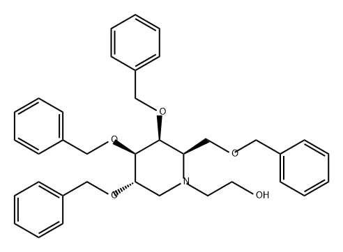 1-Piperidineethanol, 3,4,5-tris(phenylmethoxy)-2-[(phenylmethoxy)methyl]-, (2R,3S,4R,5S)- Structure