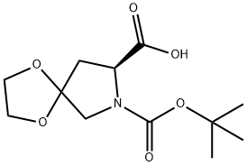1,4-Dioxa-7-azaspiro[4.4]nonane-7,8-dicarboxylic acid, 7-(1,1-dimethylethyl) ester, (8S)- 구조식 이미지