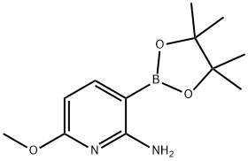 2-Pyridinamine, 6-methoxy-3-(4,4,5,5-tetramethyl-1,3,2-dioxaborolan-2-yl)- 구조식 이미지