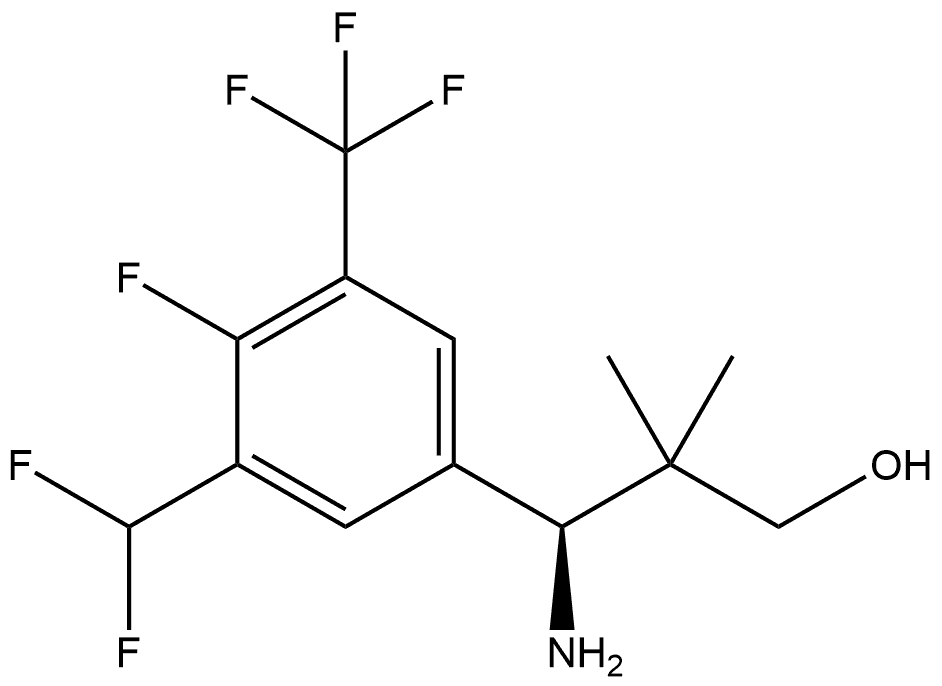 (S)-3-amino-3-(3-(difluoromethyl)-4-fluoro-5-(trifluoromethyl)phenyl)-2,2-dimethylpropan-1-ol Structure