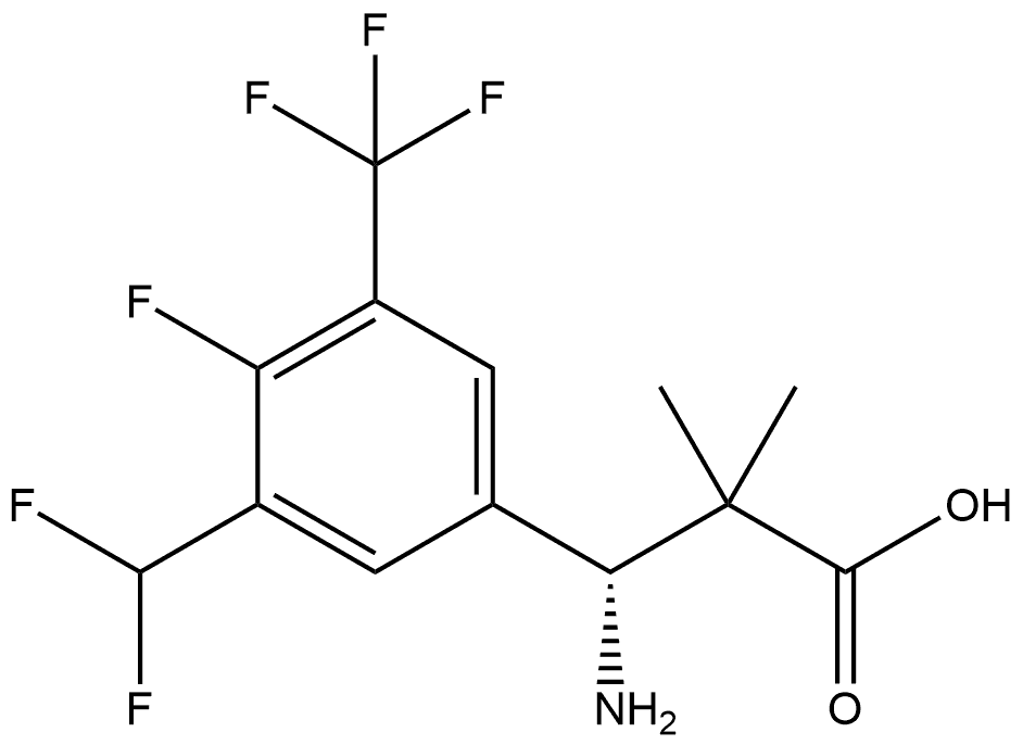 (R)-3-amino-3-(3-(difluoromethyl)-4-fluoro-5-(trifluoromethyl)phenyl)-2,2-dimethylpropanoic acid Structure