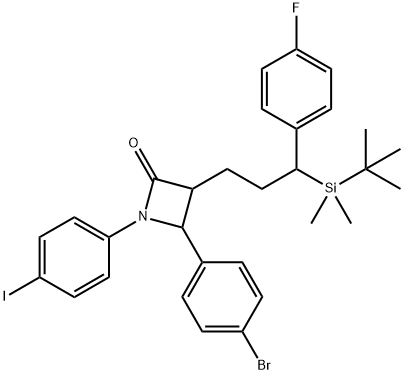 4-(4-Bromophenyl)-3-(3-(tert-butyldimethylsilyl)-3-(4-fluorophenyl)propyl)-1-(4-iodophenyl)azetidin-2-one 구조식 이미지