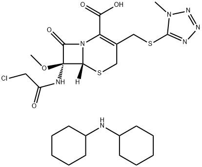 5-Thia-1-azabicyclo[4.2.0]oct-2-ene-2-carboxylic acid, 7-[(2-chloroacetyl)amino]-7-methoxy-3-[[(1-methyl-1H-tetrazol-5-yl)thio]methyl]-8-oxo-, (6R,7S)-, compd. with N-cyclohexylcyclohexanamine (1:1) Structure