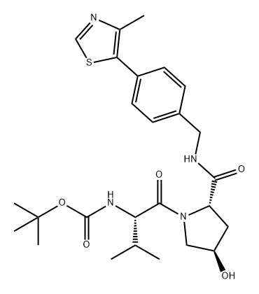 L-Prolinamide, N-[(1,1-dimethylethoxy)carbonyl]-L-valyl-4-hydroxy-N-[[4-(4-methyl-5-thiazolyl)phenyl]methyl]-, (4R)- 구조식 이미지