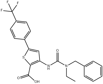 2-Thiophenecarboxylic acid, 3-[[[ethyl(phenylmethyl)amino]carbonyl]amino]-5-[4-(trifluoromethyl)phenyl]- Structure