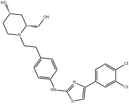 2-Piperidinemethanol, 1-[2-[4-[[4-(3,4-dichlorophenyl)-2-thiazolyl]amino]phenyl]ethyl]-4-hydroxy-, (2R,4S)- Structure