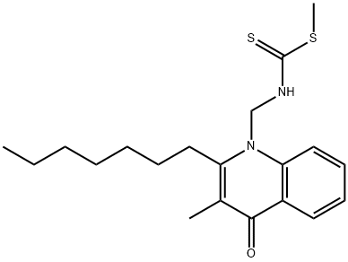 Carbamodithioic acid, N-[(2-heptyl-3-methyl-4-oxo-1(4H)-quinolinyl)methyl]-, methyl ester Structure