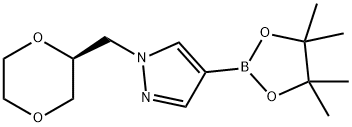 1H-Pyrazole, 1-[(2S)-1,4-dioxan-2-ylmethyl]-4-(4,4,5,5-tetramethyl-1,3,2-dioxaborolan-2-yl)- Structure